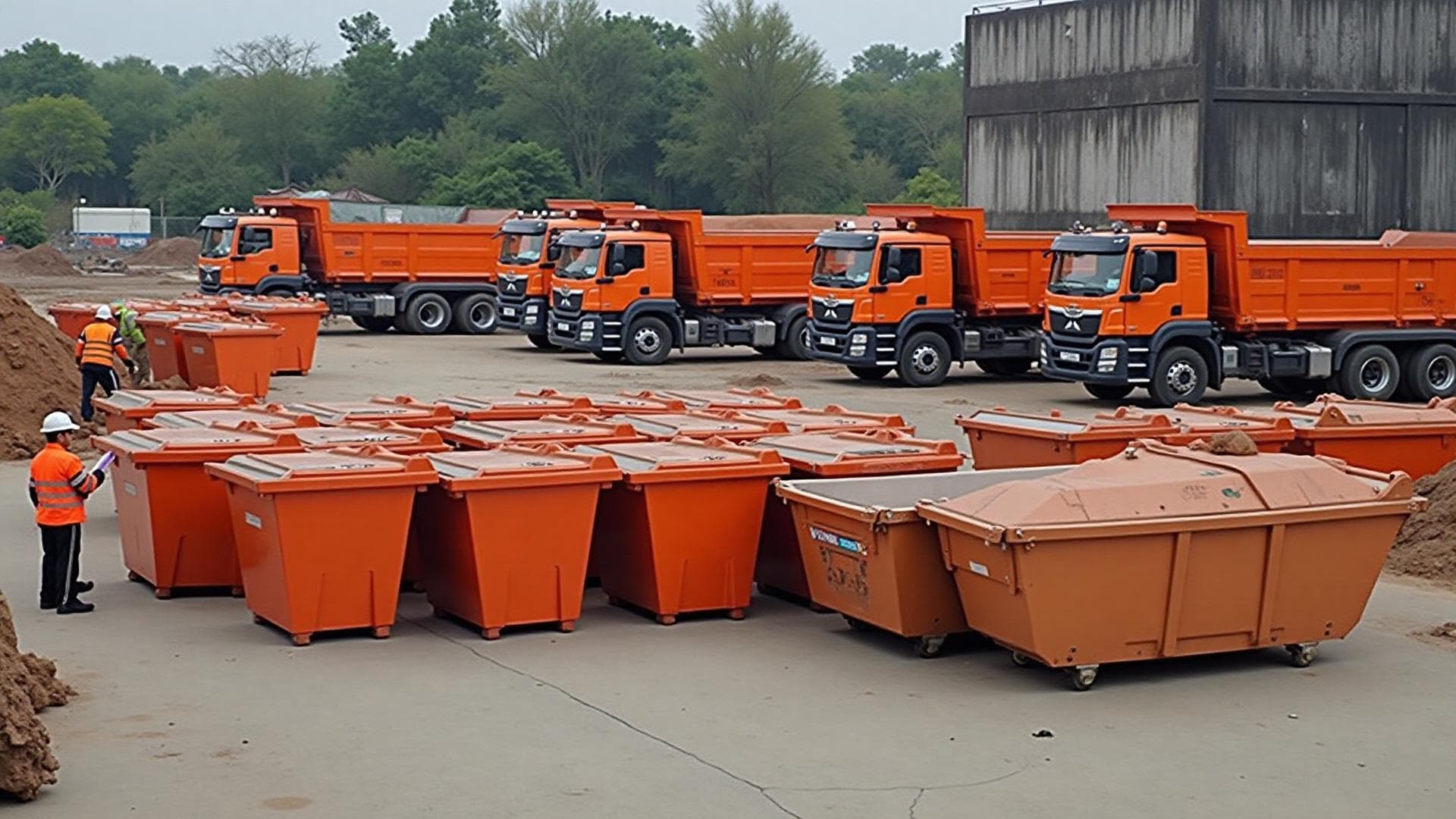 Construction site with Tipaload skip bins