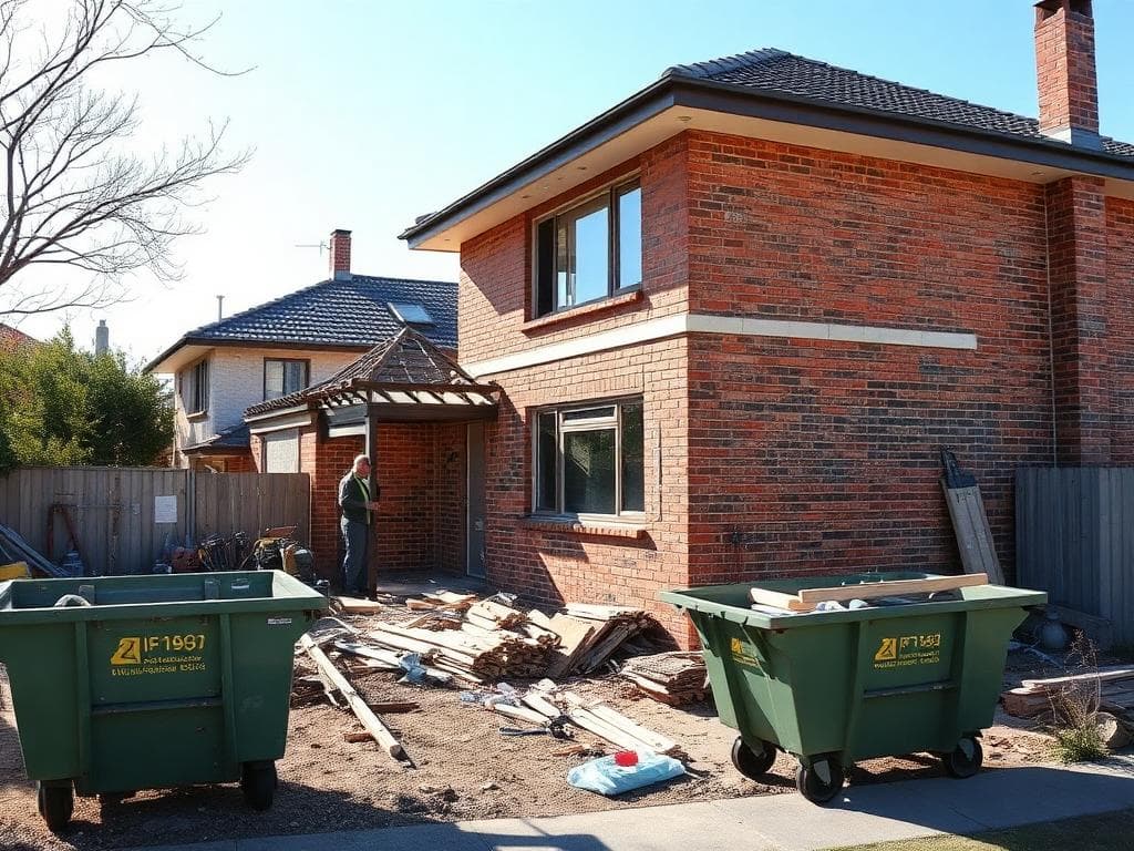 Home renovation project in Doonside with waste bins