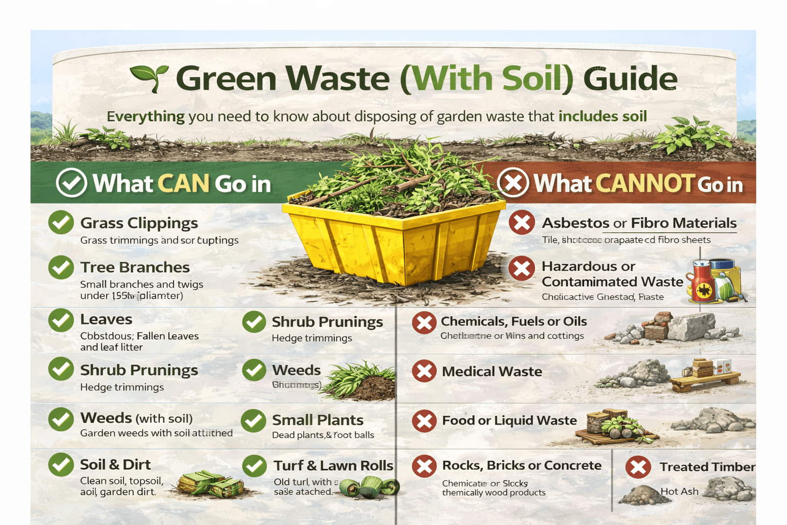 Green waste with soil illustration