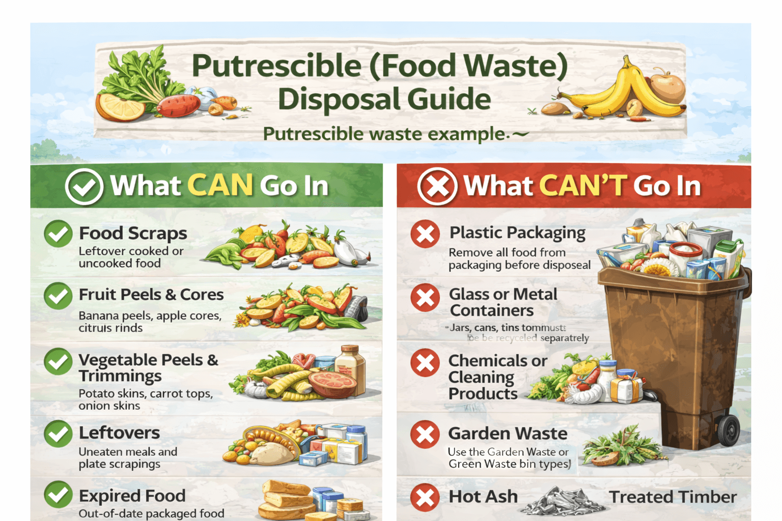 Putrescible food waste example