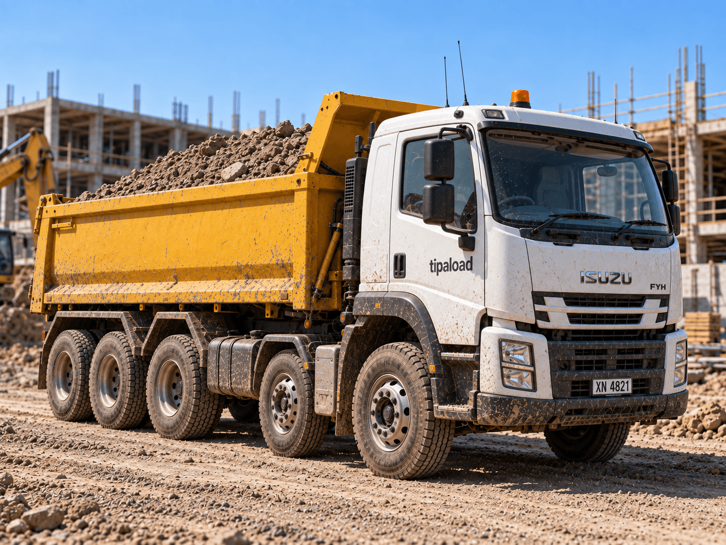 10 wheeler tipper truck viewed from the front side