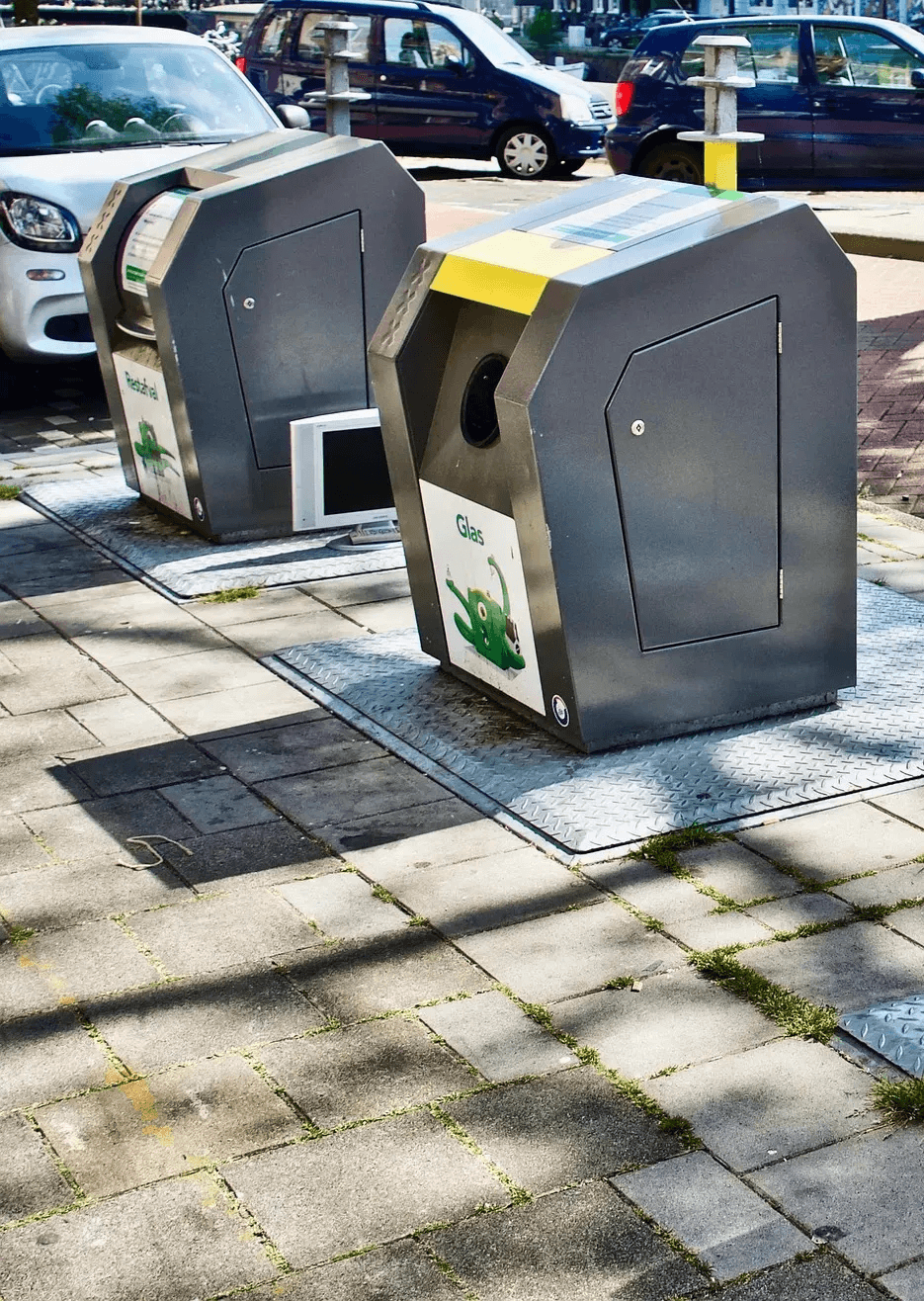 Modern recycling bins for waste sorting and sustainable disposal