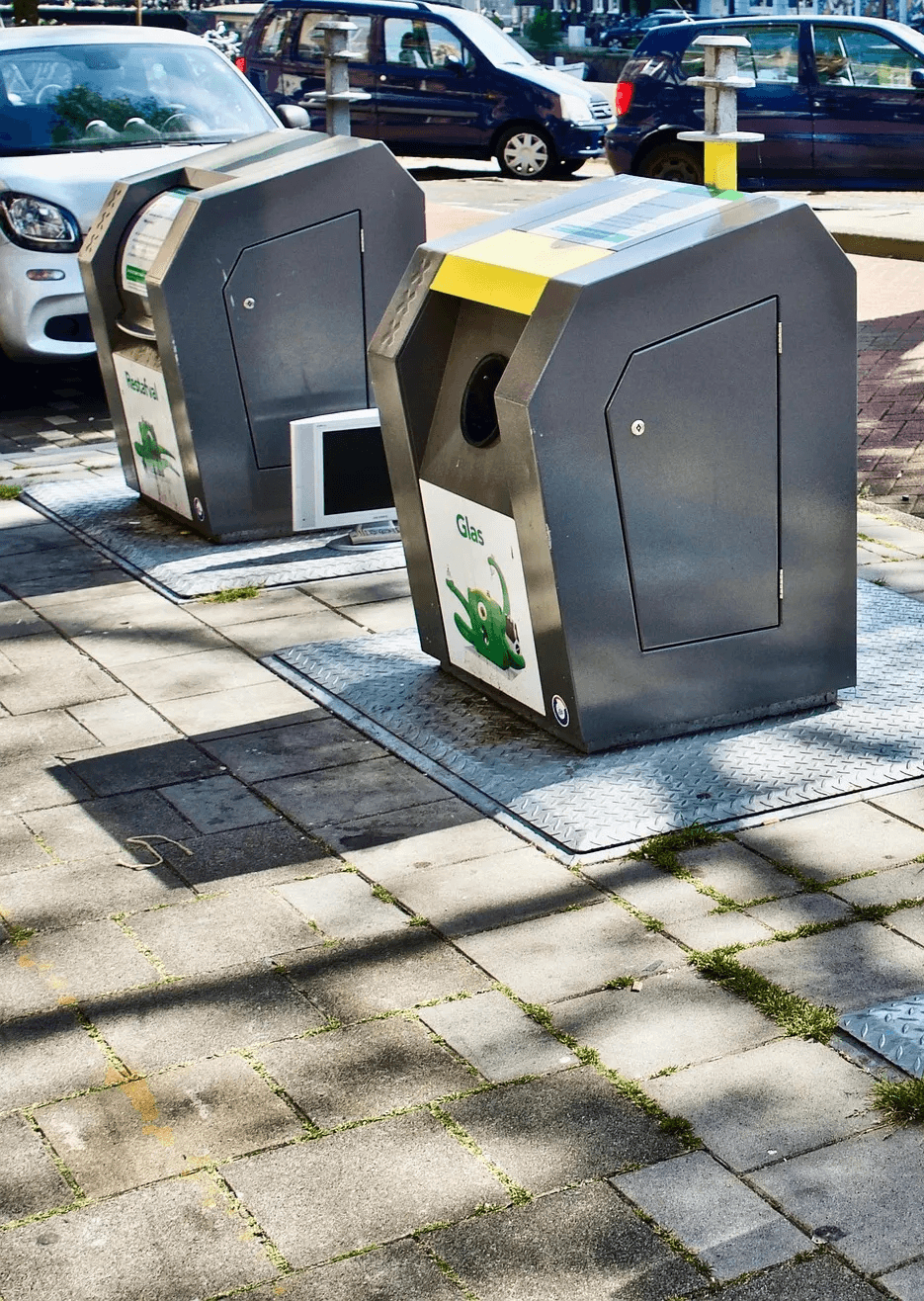 Modern recycling bins for waste sorting and sustainable disposal