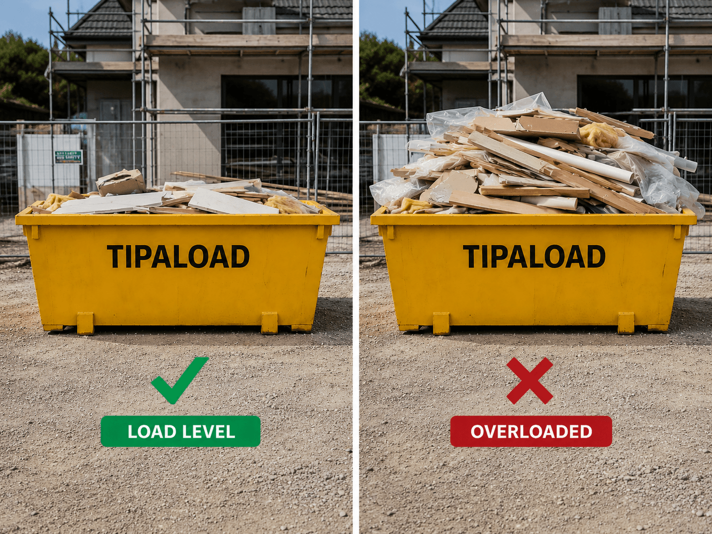 Load level vs overloaded skip bin comparison - Tipaload