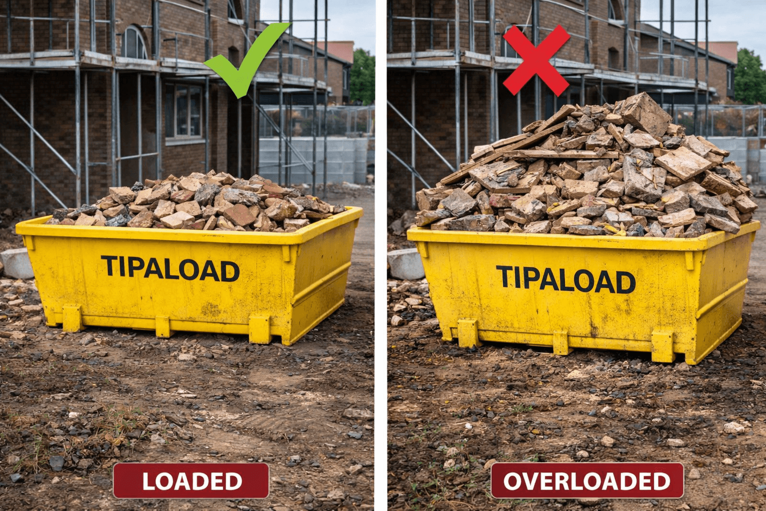 Load level vs overloaded skip bin comparison - Tipaload