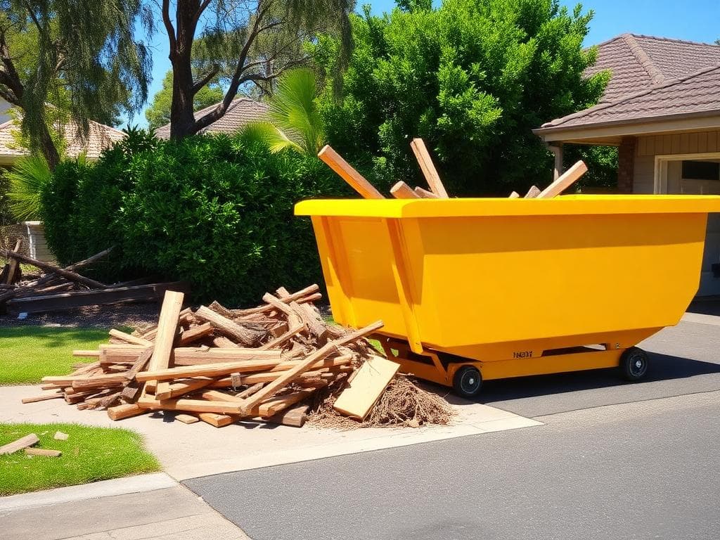 Skip bin on a residential site in Dharruk