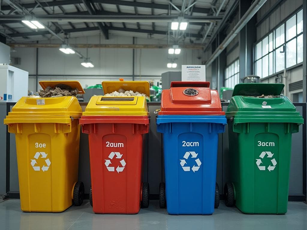 Modern recycling bins for waste sorting and sustainable disposal