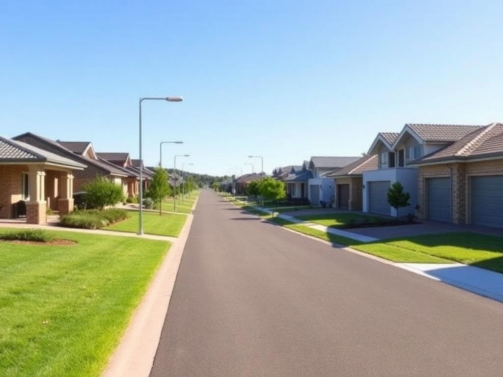 Clean suburban street with modern Australian homes