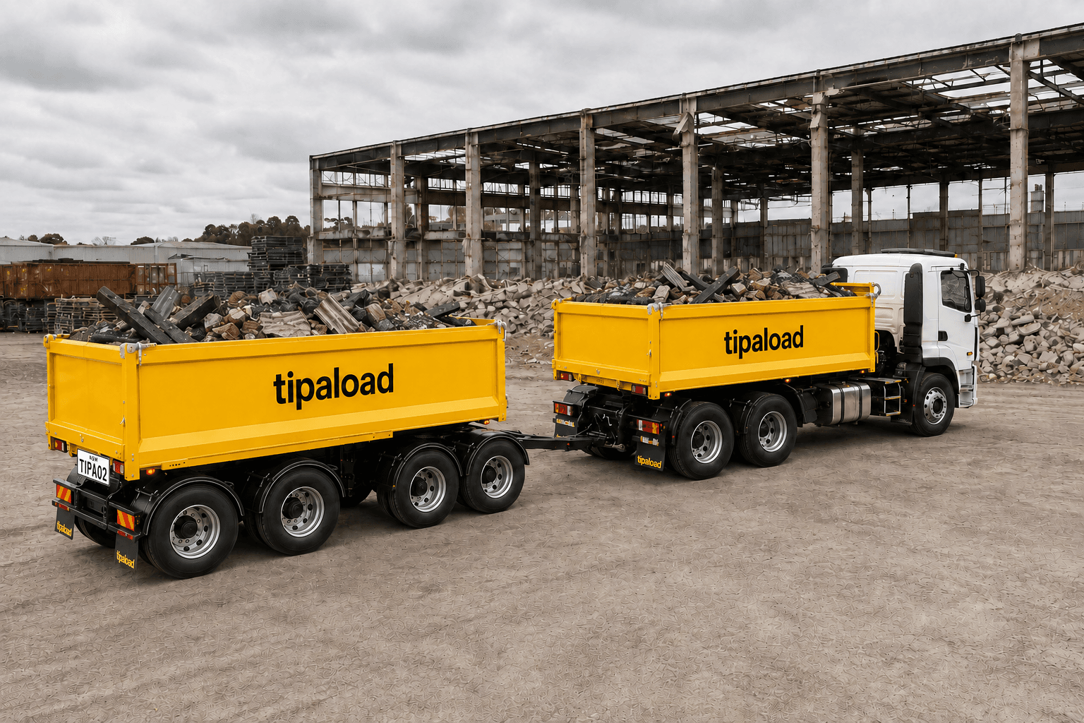 Truck and dog tipper combination for hire in Sydney