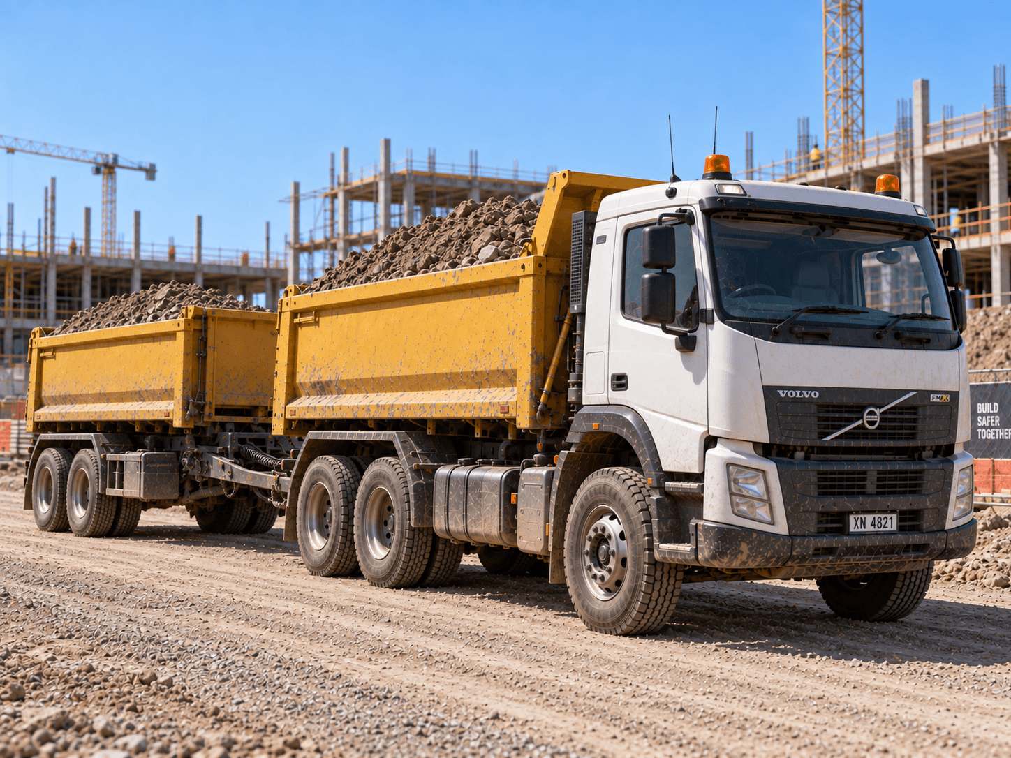 Truck and dog tipper used for site-to-site transport in Australia